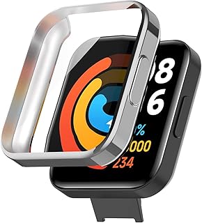 Miimall Screen Protector Compatible with Redmi Watch 2 Lite Case, Soft TPU All-Round Screen Protector Protective Case Ultra Thin Scratch-Resistant Protective Case for Redmi Watch 2 Lite - Silver