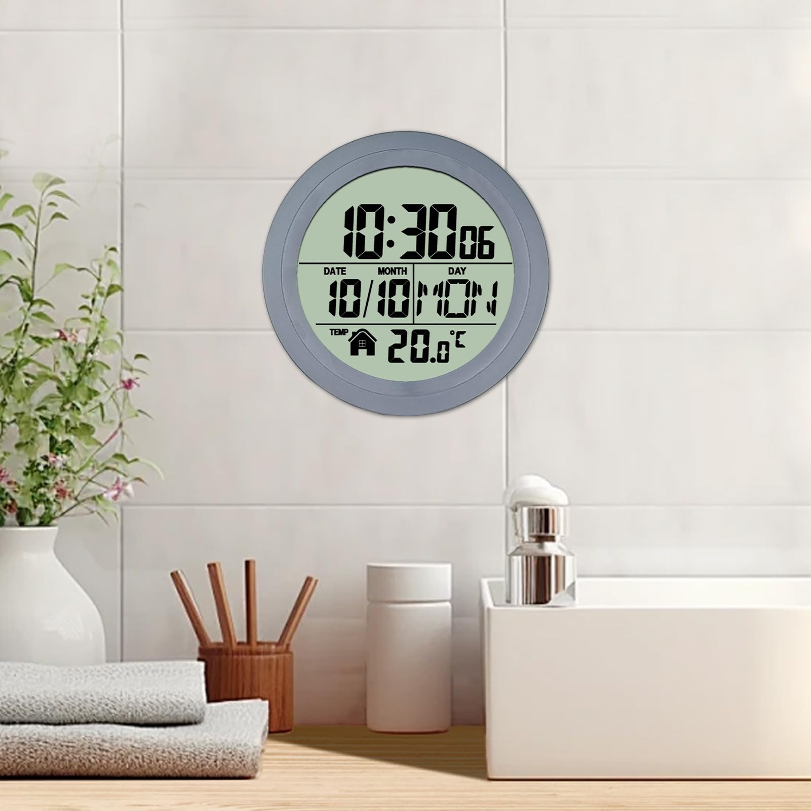 Orologi da Bagno a Batteria Temperatura e Data, Impermeabile, Decorazione