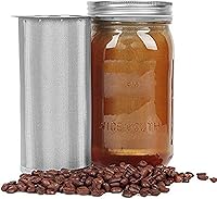 Vista 5 de Filtro para cafetera de café frío para jarra de boca ancha de 1 cuarto de galón 32 onzas, café helado, té y fruta, acero inoxidable 304 de grado