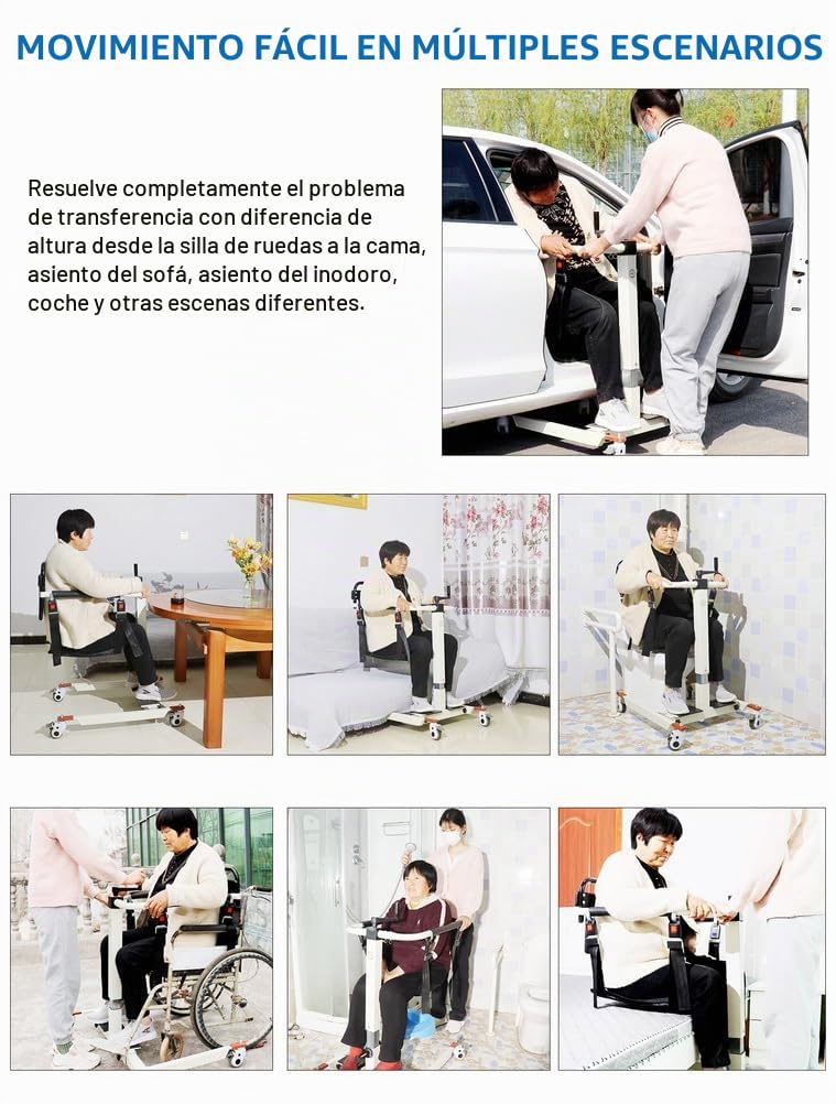 Elevador de Transferencia Manual Altura/Anchura Ajustables, Silla de Transferencia para Pacientes, Elevador Portátil para Discapacitados para Coche, Elevador para Silla de Ruedas
