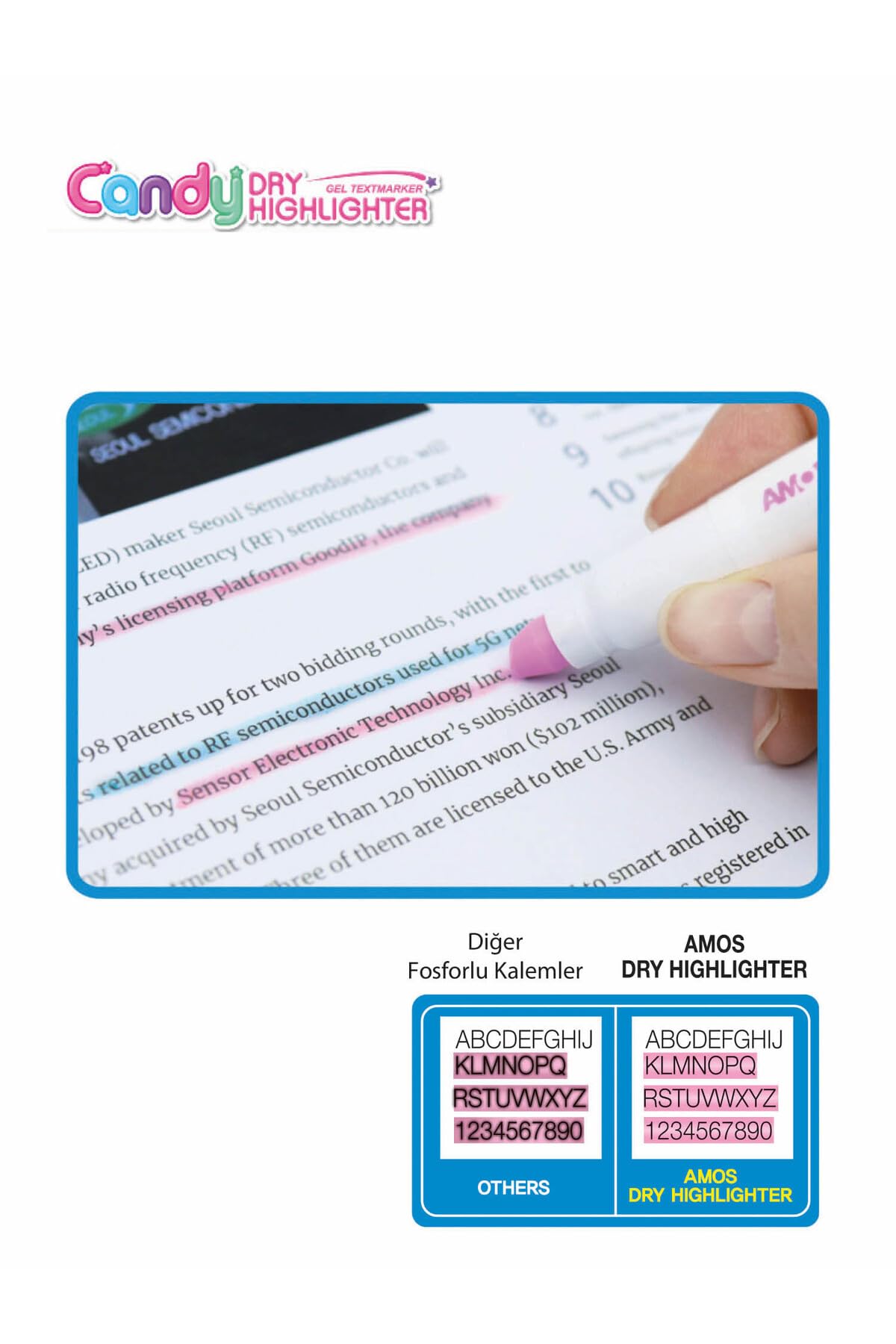 Amos Dry Highlighter-4 Colours Blister-Made In Korea (Candy|Pastel Colours),Multi-coloured 1