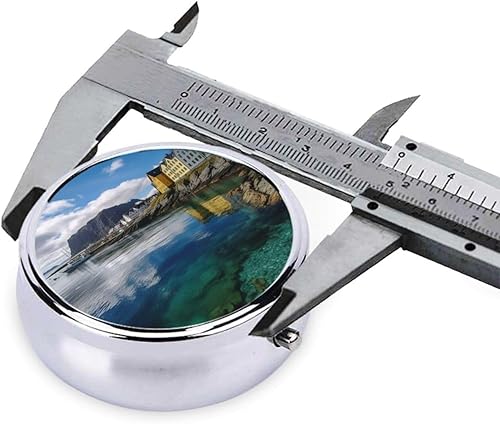 Miniatura 4 de Noruega Paisaje Naturaleza Mar Agua Imprimir Pastillero Redondo 3 Compartimentos Pastillero Medicina Pastillero Portátil para Medicina Diaria