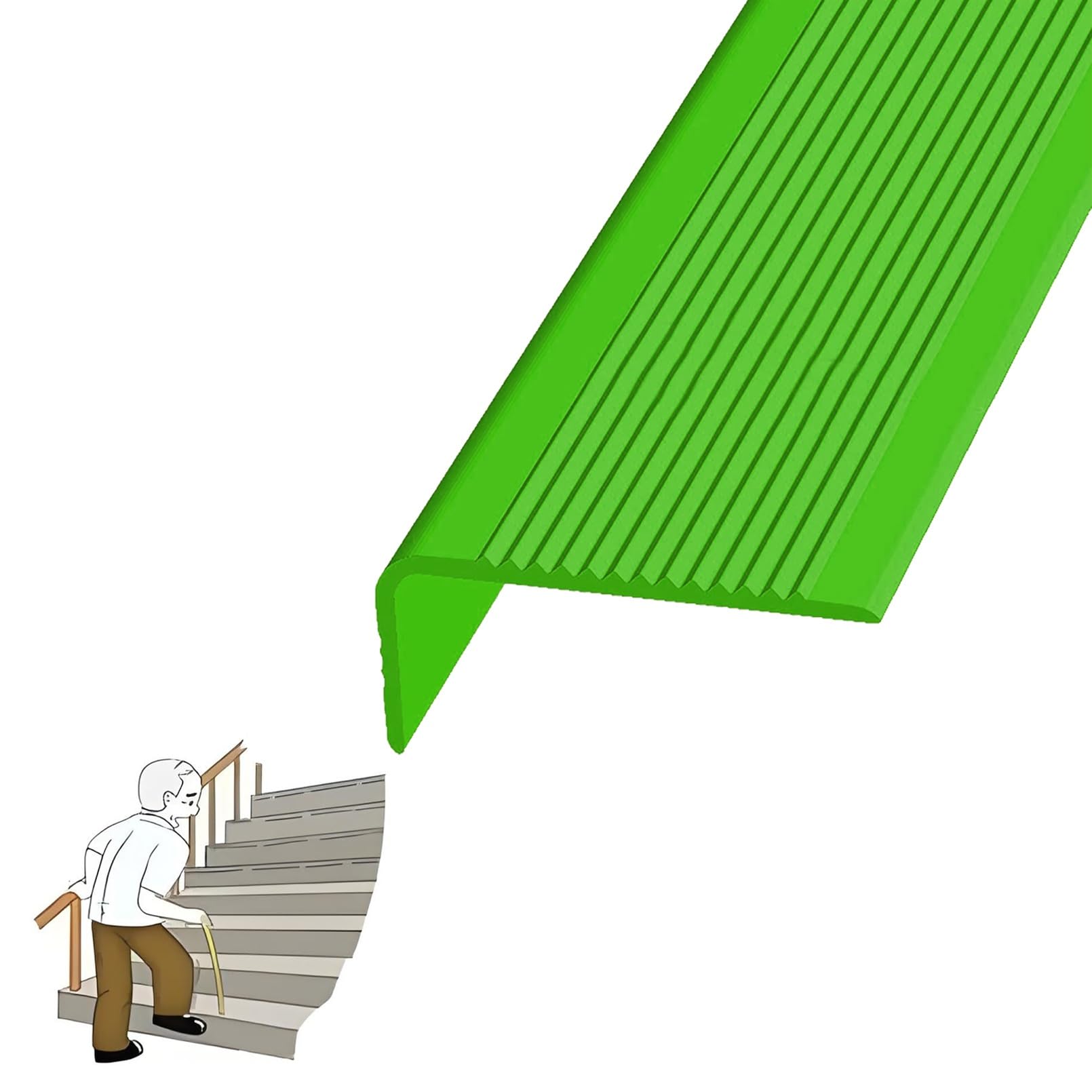 Treppenkantenschutz aus Gummi und Vinyl, Kantenschutz für Treppen, Flexible Kantenschutzleiste aus Gummi, für den Innen- und Außenbereich geeignet, erleichtert älteren Menschen und Kindern d