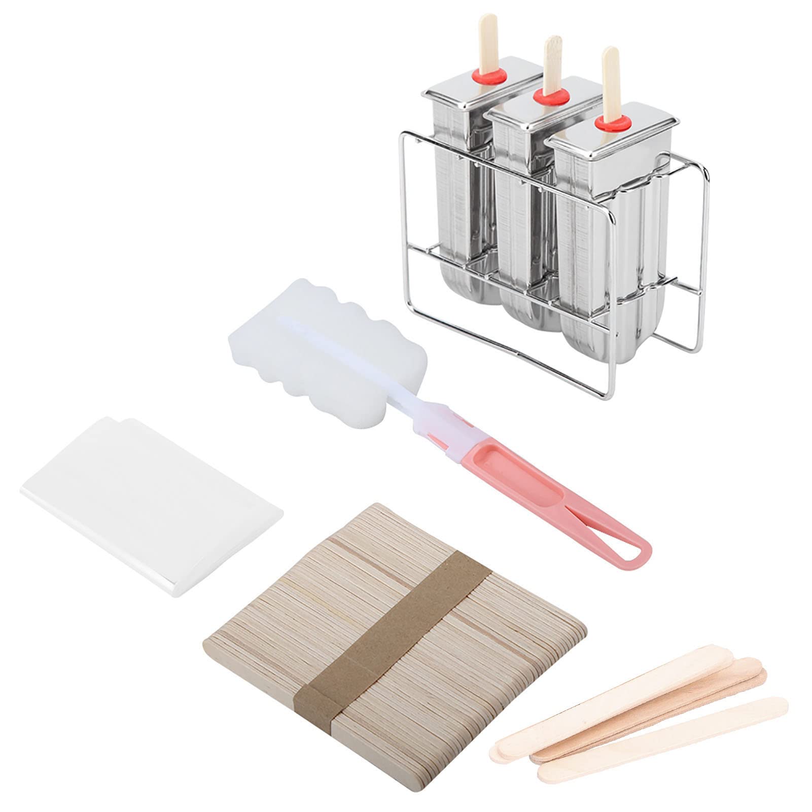 Fdit 3PCS 304 Stainless Steel Round Ice Cream Maker Set with Frame 85g Capacity 12 5x6x8 5cm