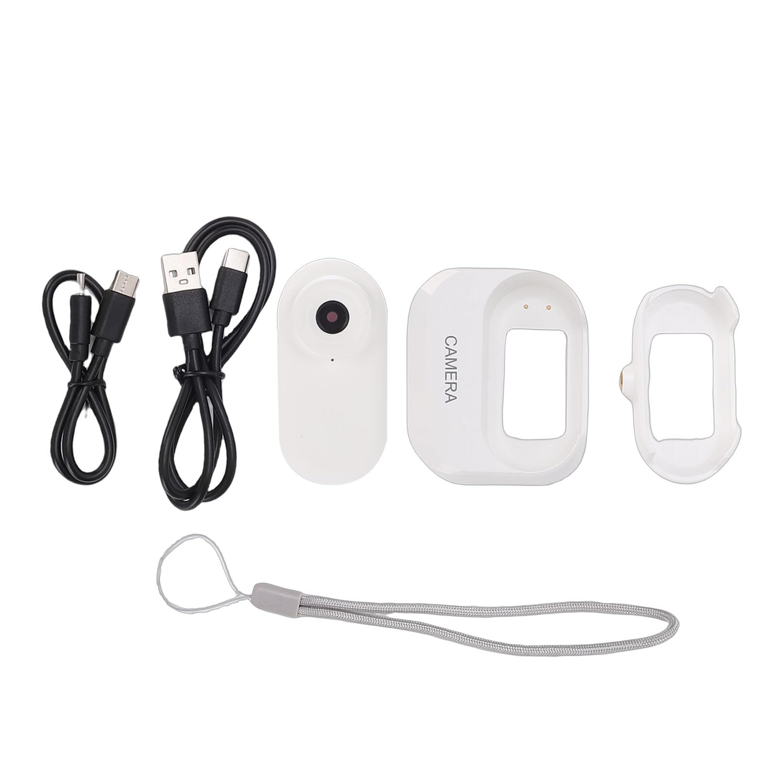 Thumb Size Recording Worn Camera, HD Color Screen Wearable Vlogging Camcorder with Mount for Dog Collar, Helmet, and Recording Support, USB 2.0 256GB Storage (White)