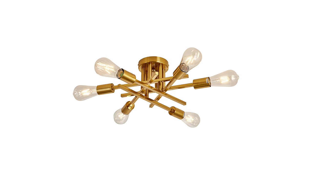 Image of ASGYISA 6-Lights Semi Flush Mount Ceiling Light Fixture Gold Modern Matte Sputnik Chandelier Vintage Ceiling Lamp Farmhouse for Kitchen Bedroom Dining Room Living Room with E26 Bulb Base