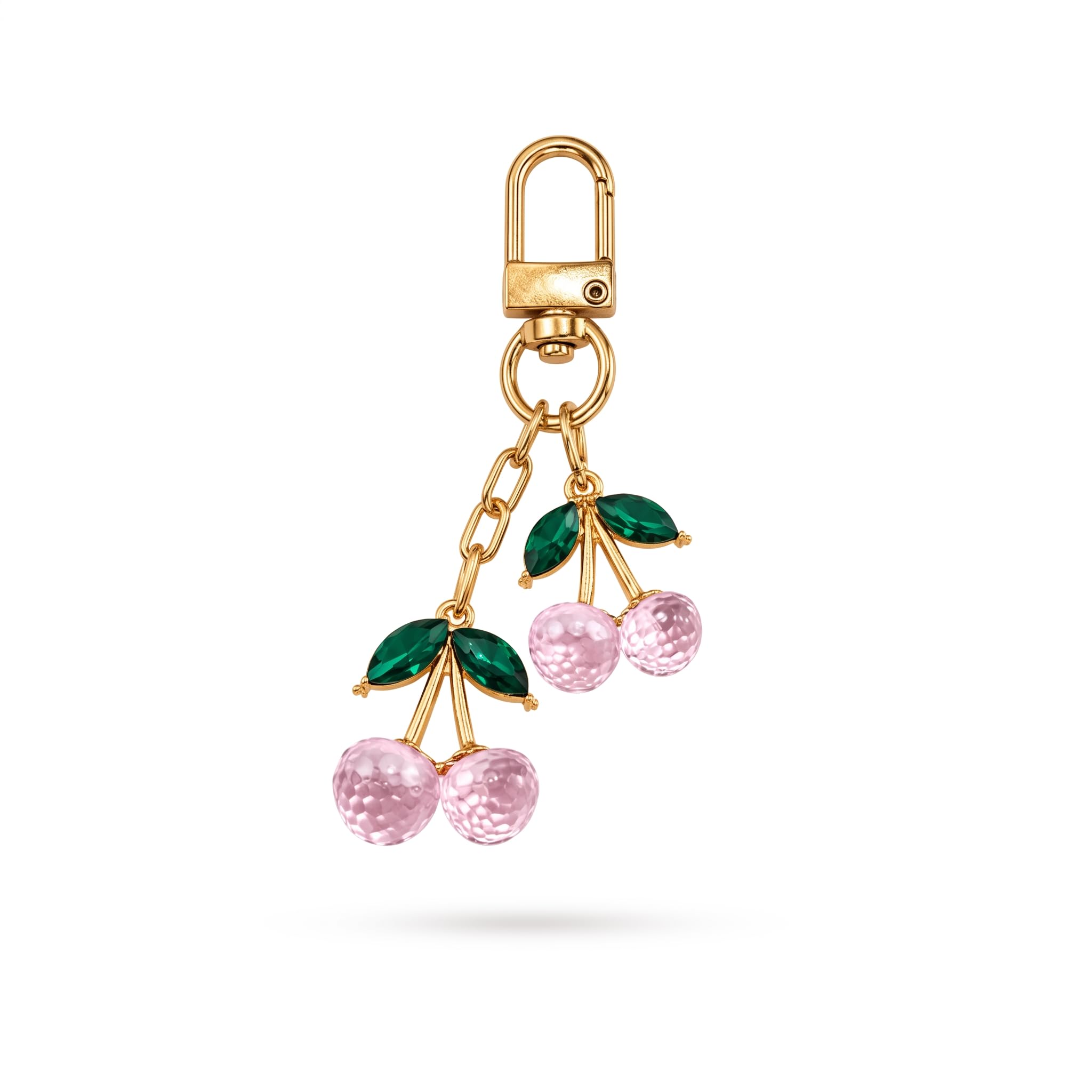 Cute Pink Cherry Crystal Keychain for Women & Girls | Luxury Gold Cherry Bag Charm | Aesthetic Purse Charm | Handbag Pendant | Backpack Charm | Car Key Ring | Korean Fashion Accessory | Gift for Women-image-31