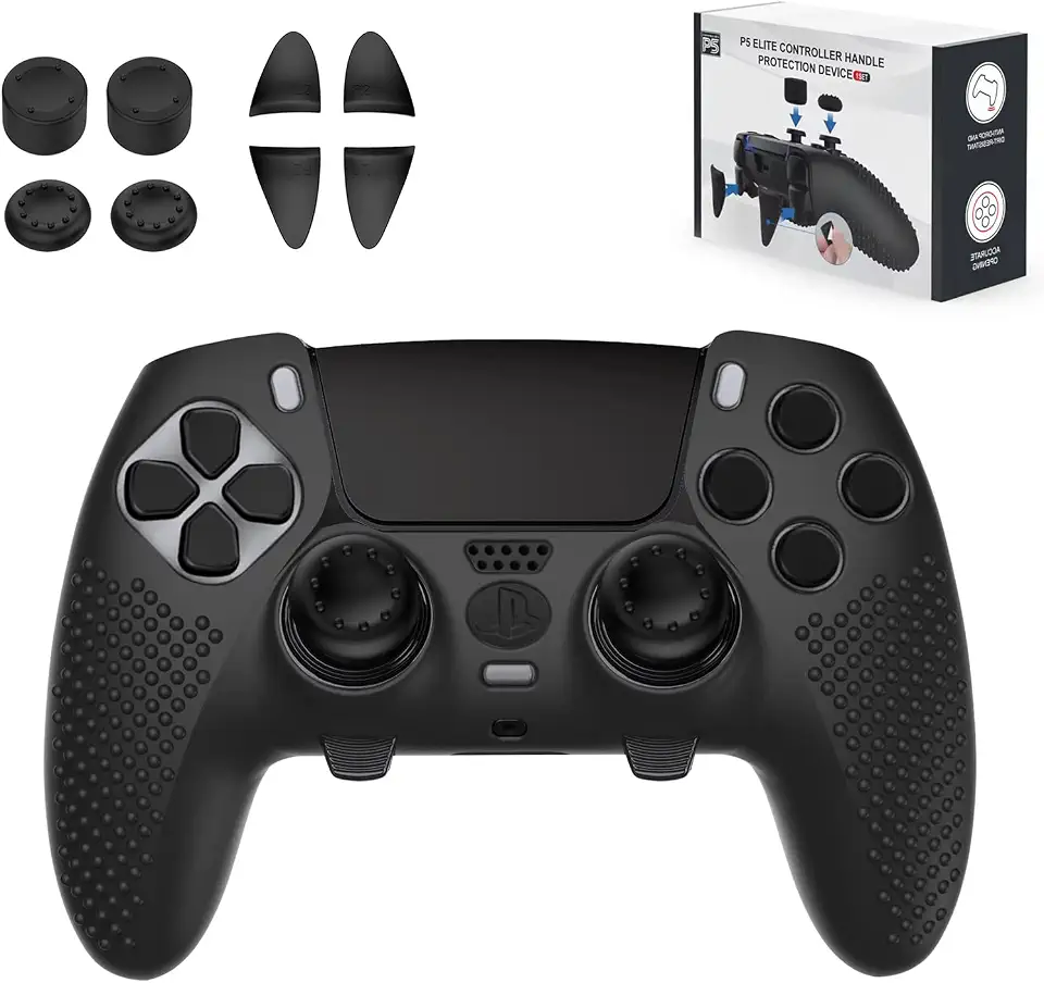PS5 Edge Controller Cover - Protective Case for PlayStation 5 with 4PCS Thumb Grip Caps & L2 R2 Trigger Extender