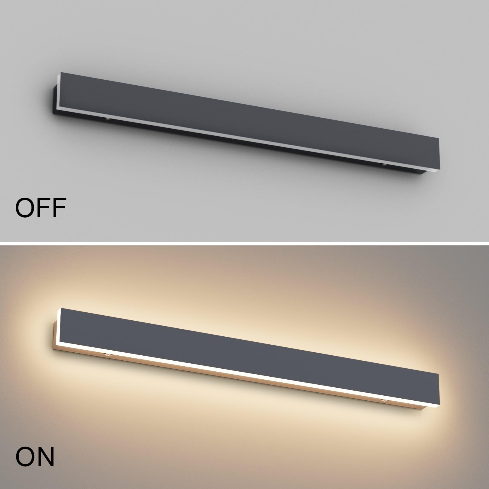 K-Bright lampa ścienna, 20 W Villa Wodoodporna, IP65 do ogrodów, tarasów, sypialni, salonu (antracytowa, 60 cm)