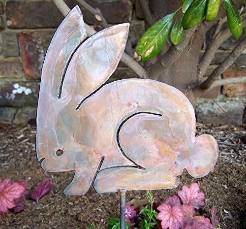 Amazon.com: Metal rabbit stake - Whimsical garden bunny stake - Metal ...