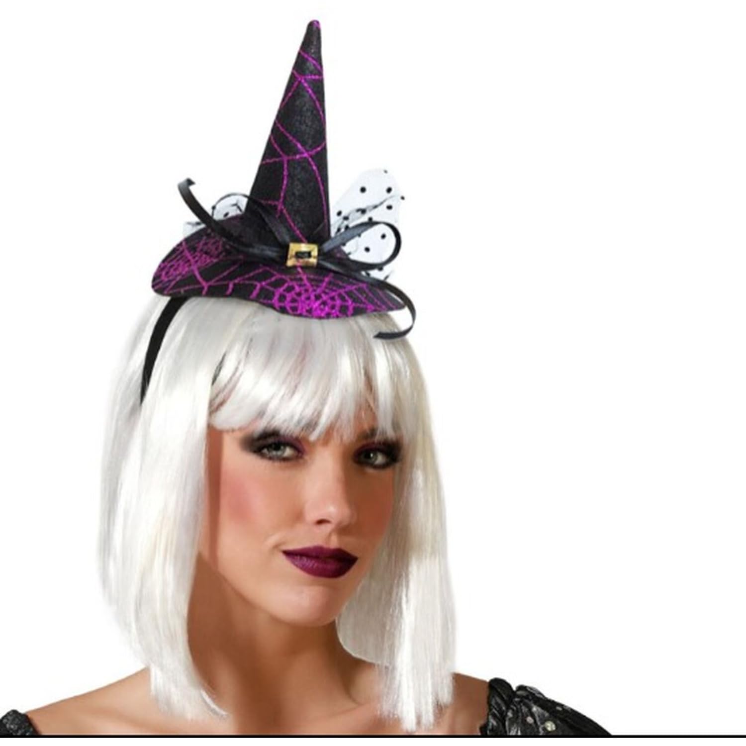 BigBuy Carnival Headband Halloween Hat Witch Purple