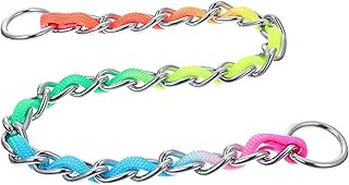 balacoo Stainless Steel pet Puppy Small Heavy Duty Nylon Rainbow Nylon Decorative Neck Belt Pulling Rope Choker Limited Coil pet Small Puppy Collar