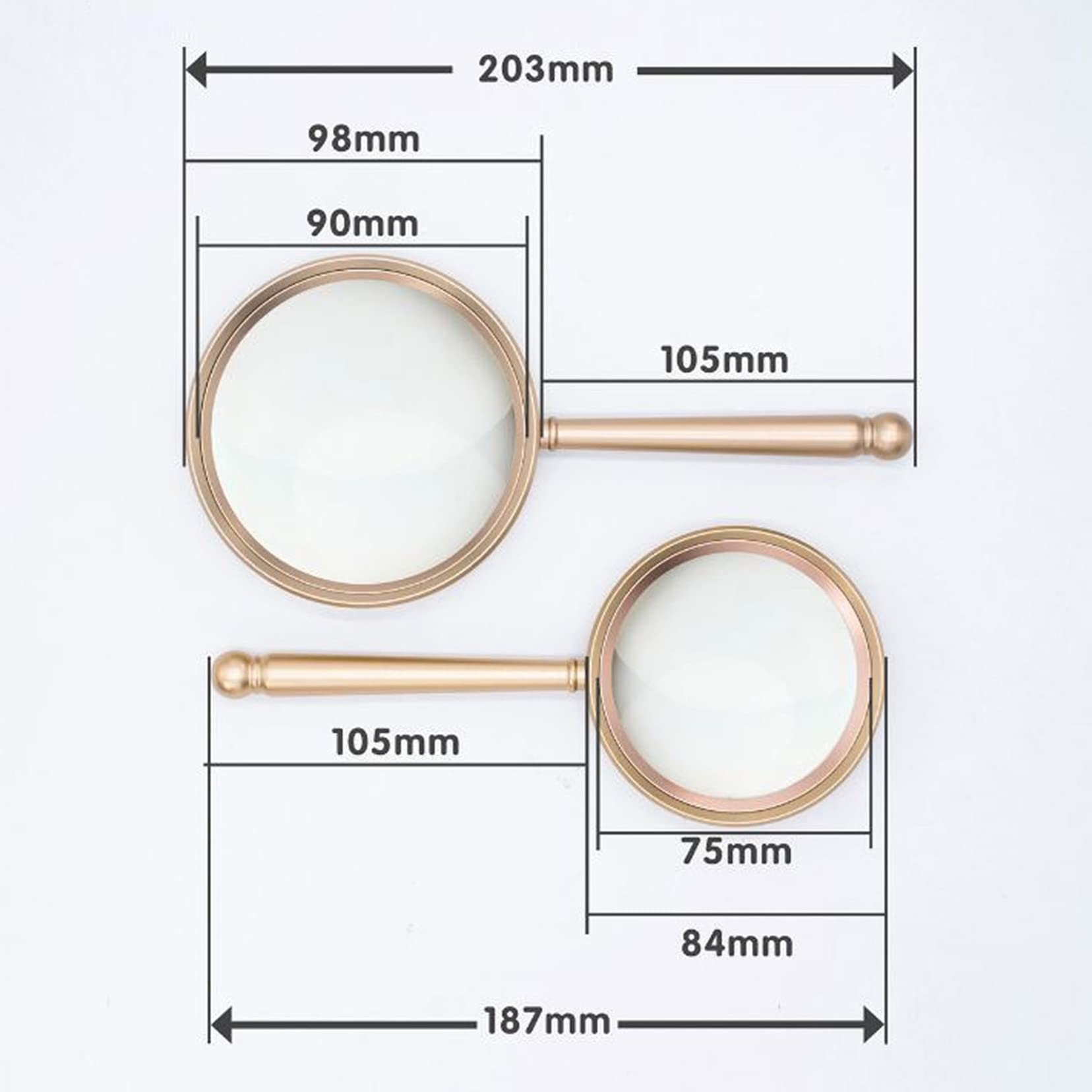 ESNY Handlupe 20-fache Leselupe Mit Bruchsicherem Metallgriff Und Großer Vergrößerungslinse Aus Echtem Glas Für Reparatur Und Beobachtung Von Senioren Und Kindern Silver-75mm