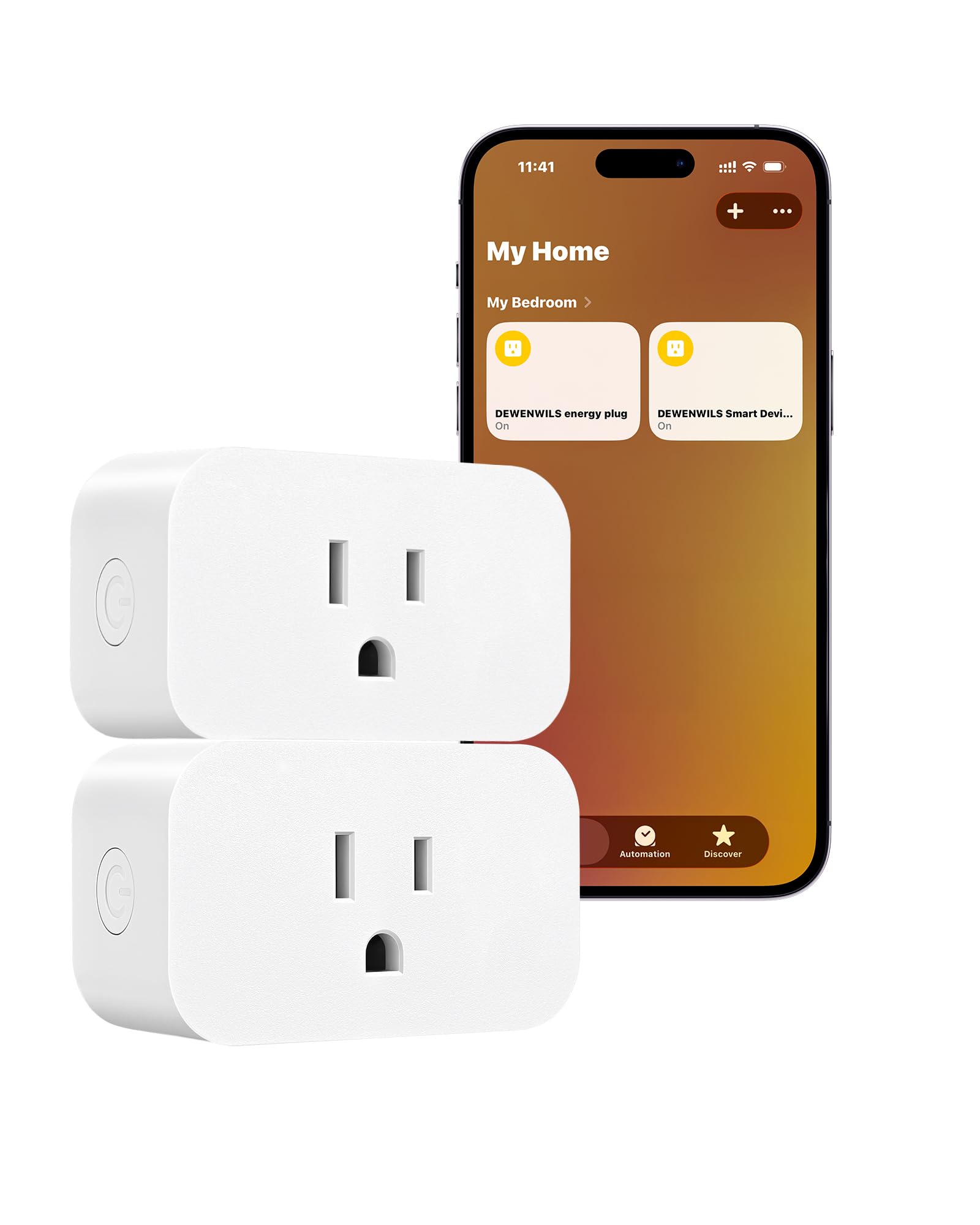 DEWENWILS Matter Smart Plug, Work with Alexa, Apple Home, Google, SmartThings, Smart Outlet with Schedule and Timer, FFS Easy Setup, 100% Privacy 15A/1800W, APP Voice Control, 2.4G Wi-Fi Only, 2 Pack