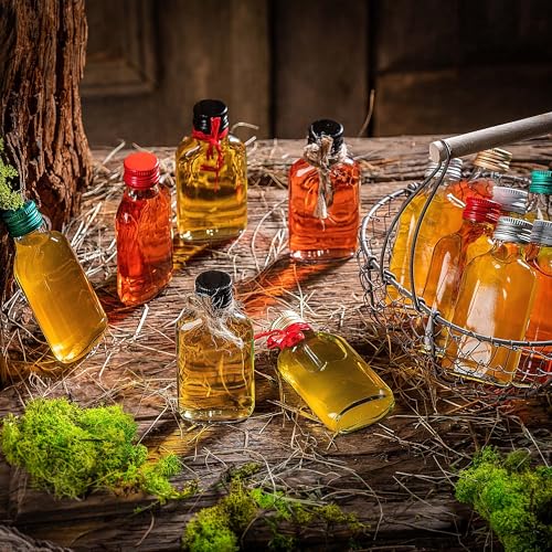 KADAX 100er Set Flachmann 100ml, kleine Glasflaschen mit Schraubverschluss, Fläschchen, leere Flaschen zum Befüllen, mini Likörflaschen… – Ansicht 6