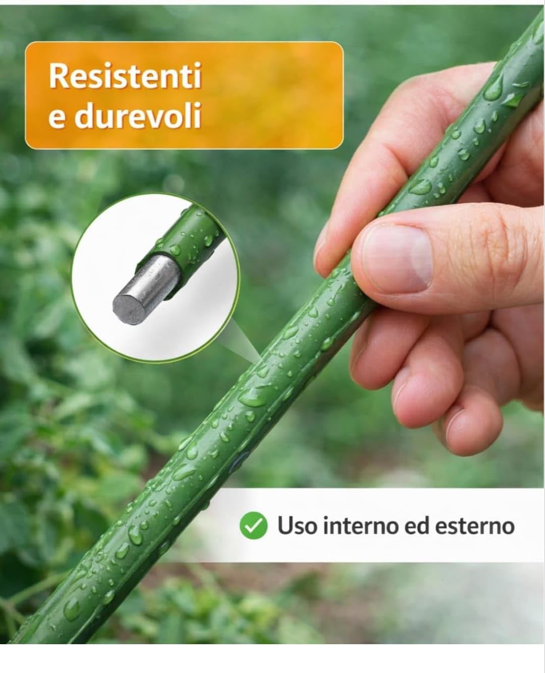 Generico Set di 20 Supporti per Piante – Tutori in Acciaio Plastificato di Varie Misure – Pali per Pomodori, Bastoni e Paletti per Orto e Giardinaggio – Accessori per Vasi e Fioraio (180)