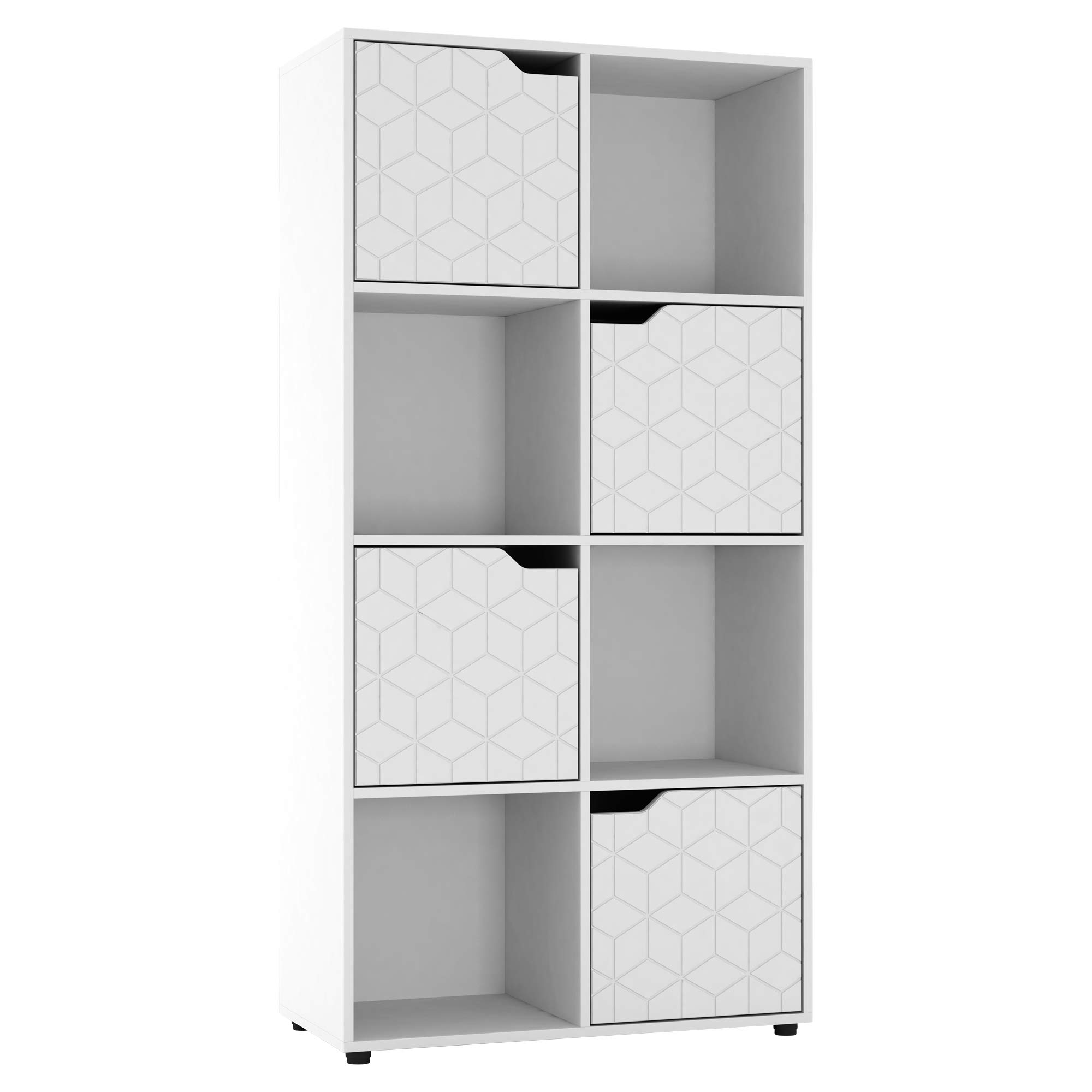 URBNLIVING White Wooden Cube Bookcase Geo Geometric Door Display Shelf Storage Shelving Cupboard (White Door, 2x4 Cube (8 Cube))