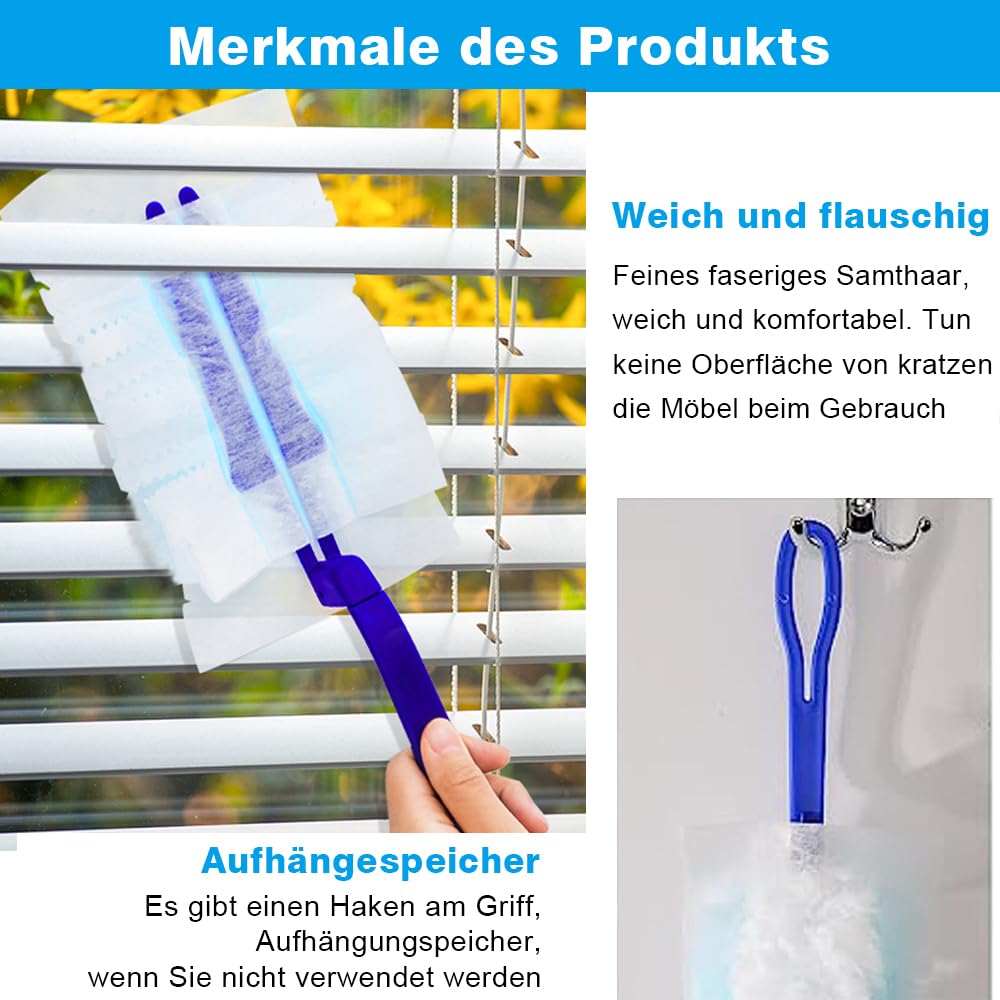 30 Stück Staubwedel Tücher mit 1 Handgriff, Staubmagnet Staubtuch, Staubtuch Nachfüllung, Reinigungsstaub Staubtuch Nachfüllung, Staubmagnet für Staub Schmutz Tierhaare, pdn0083