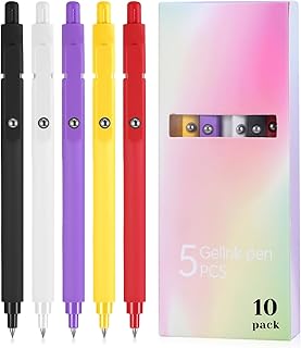 Tucnoeu 10 Pcs Gel Pens Set, Retractable Ballpoint Pens, 0.5mmFine Point Smooth Writing Aesthetic Pen Quick Dry, Black Ink...