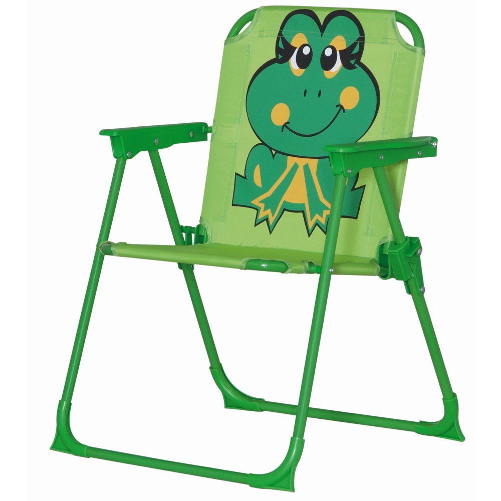 Siena Garden 672614 Froggy Set pour Enfants 2 Fauteuils Pliants + 1 Table + 1 Parasol Motif de Grenouille Acier Vert