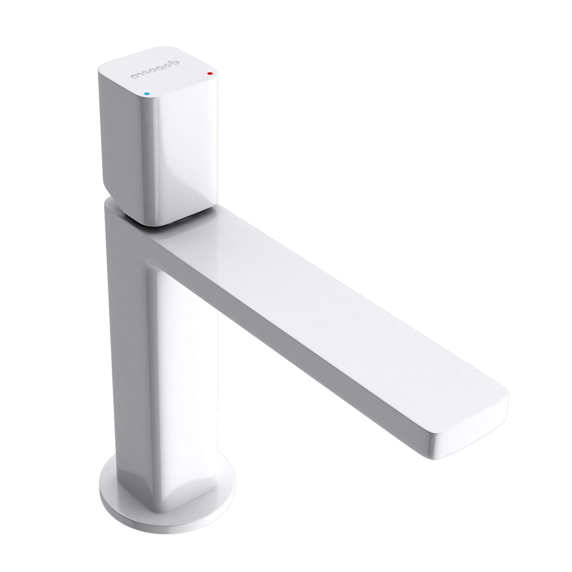 Mai & Mai Waschtischarmatur Weiß 19,6 cm Einhebelmischer aus Messing | Wasserhahn Bad, Waschtisch-Einhebelmischer, eckiges Design, DIN-Anschlüsse WAO-7901