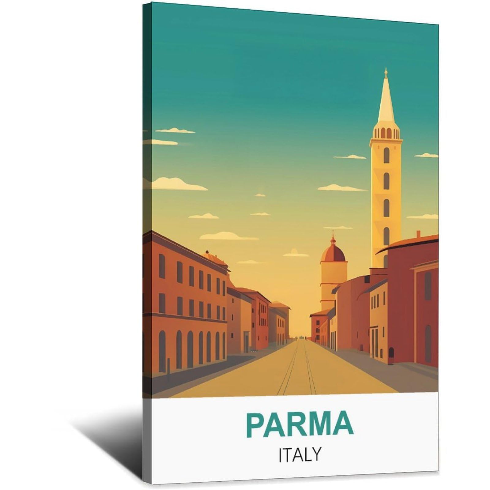 Poster vintage sur toile de Parme Italie - Décoration murale moderne pour chambre à coucher - 40 x 60 cm