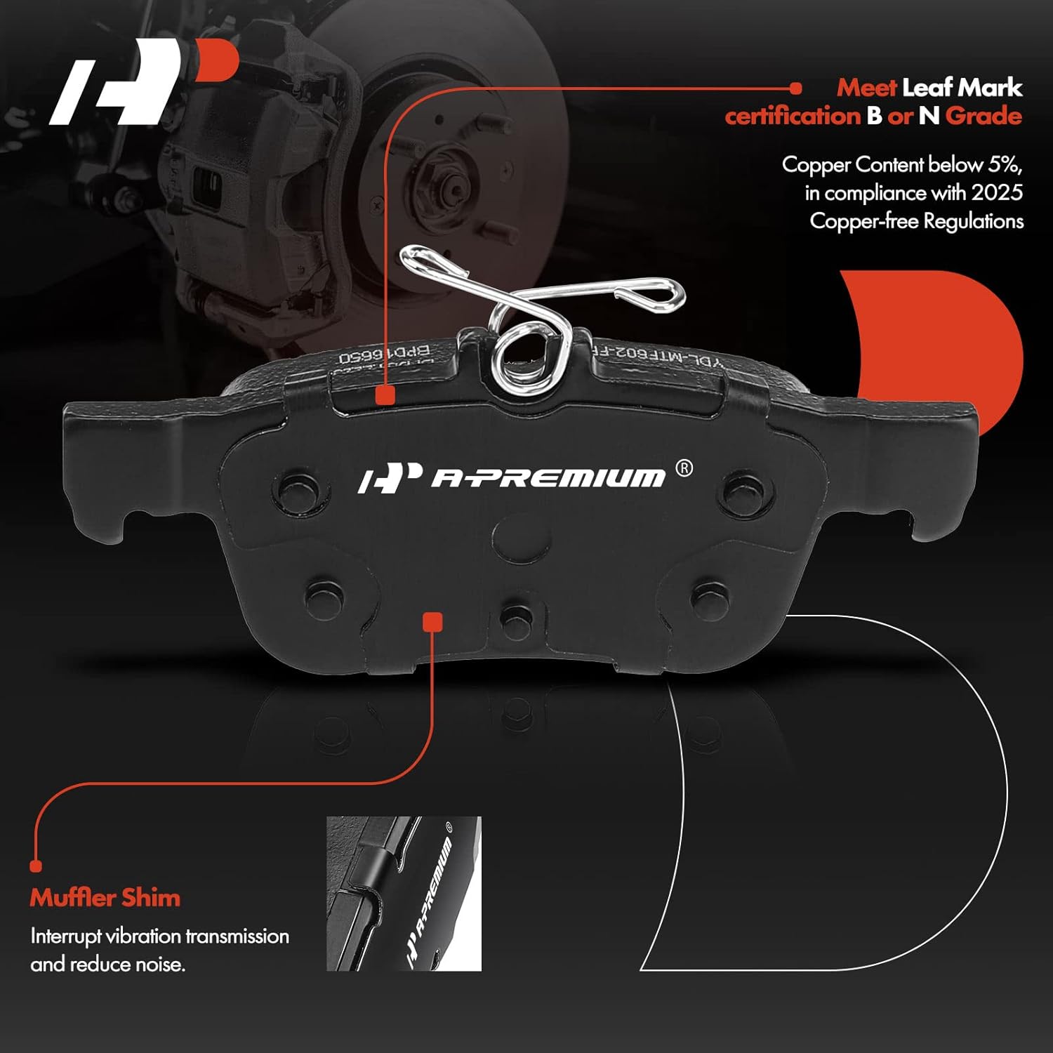 A-Premium Rear Solid Disc Brake Rotors + Ceramic Pads Kit Compatible with Select Ford and Lincoln Models - Fusion 2013-2020, MKZ 2013-2016, 6-PC Set