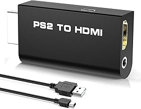 Nuevo Adaptador Convertidor PS2 a HDMI, Convertidor de Video con Salida de Audio de 3.5mm para Monitor HDMI HDTV, con Cable de Alimentación USB, Compatible con Todos los Modos de Visualización de PS2