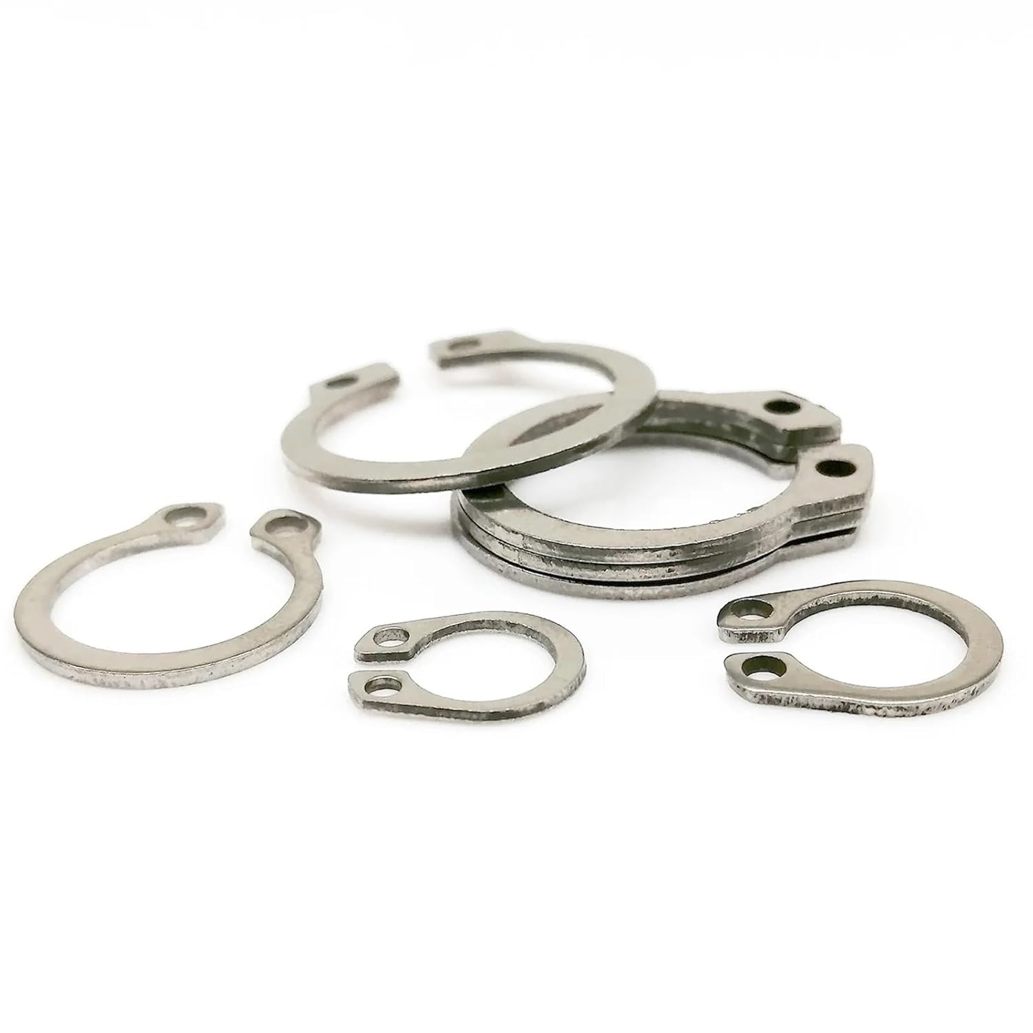 Retaining Rings 250/500pcs M8 to M20 Steel Shaft Retaining Snap Ring Washer Bearing C Type External Circlip for Locking Bearing/Gear onto Shaft in Application(304 Stainless Steel,M16 250pcs)