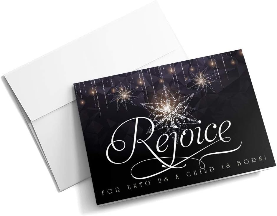 Geometric Star of Christ - Christmas Cards | 25 Signature Greeting Cards with Your Custom Message and Envelopes | Printed in the USA