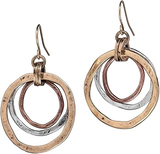 Boho Earrings for Women,Elegant Mixed Metal 3-Tone Antique Dangle Earring