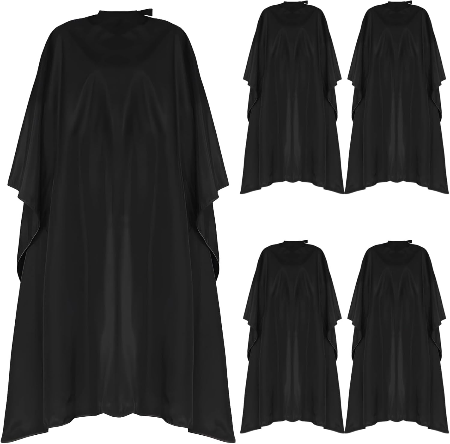 ヘアスタイリスト用防水ヘアカットケープ 5個 63 x 55 プロフェッショナルサロンケープ、調節可能なメタルスナップ 軽量 帯電防