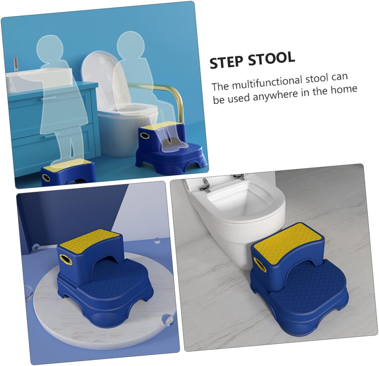 TOYANDONA Non Slip Step Stool with Pads Lightweight Foot Stool for Bathroom Safety and Multi Use Stable Household Stepper for Boys and Easy to Carry Double