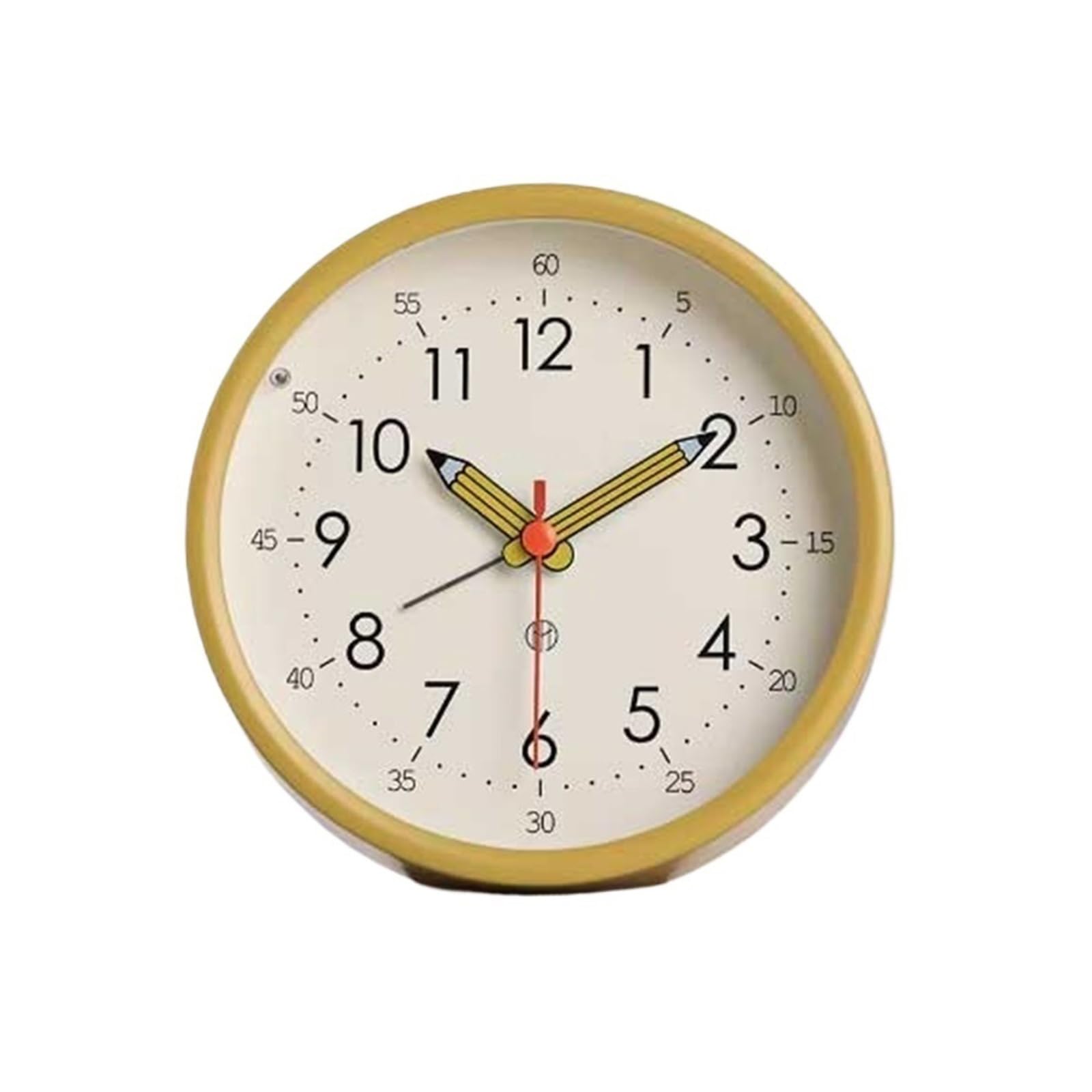 YHxFlux Table clocks Round Analog Alarm Clock Battery Operated for Living Room Kitchen Bedroom Office School Dormitory Bedside Tabletop for bedrooms(Yellow)