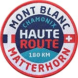 2 x Houte Route Abzeichen gewebt 67 mm / Aufnäher Aufbügler Patch Hochtour Haute-Route Ski Skitour Mont-Blanc Matterhorn Chamonix Zermatt Schweiz Wallis Piemont Tour Wanderführer