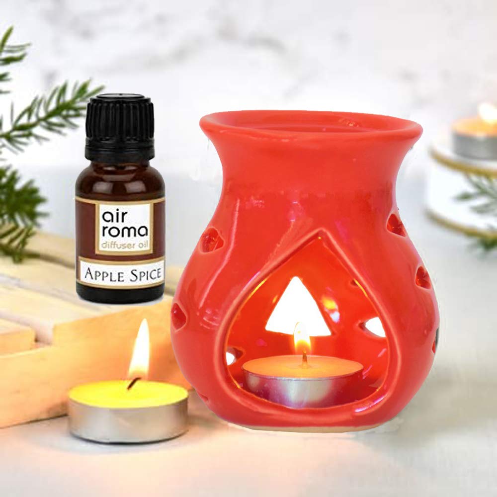 AIR-ROMA Ceramic Aroma Red Diffuser Burner with 10ml Apple Spice Oil & 2 Pcs Candles (B0847KCN72) Amazon Price History, Amazon Price Tracker