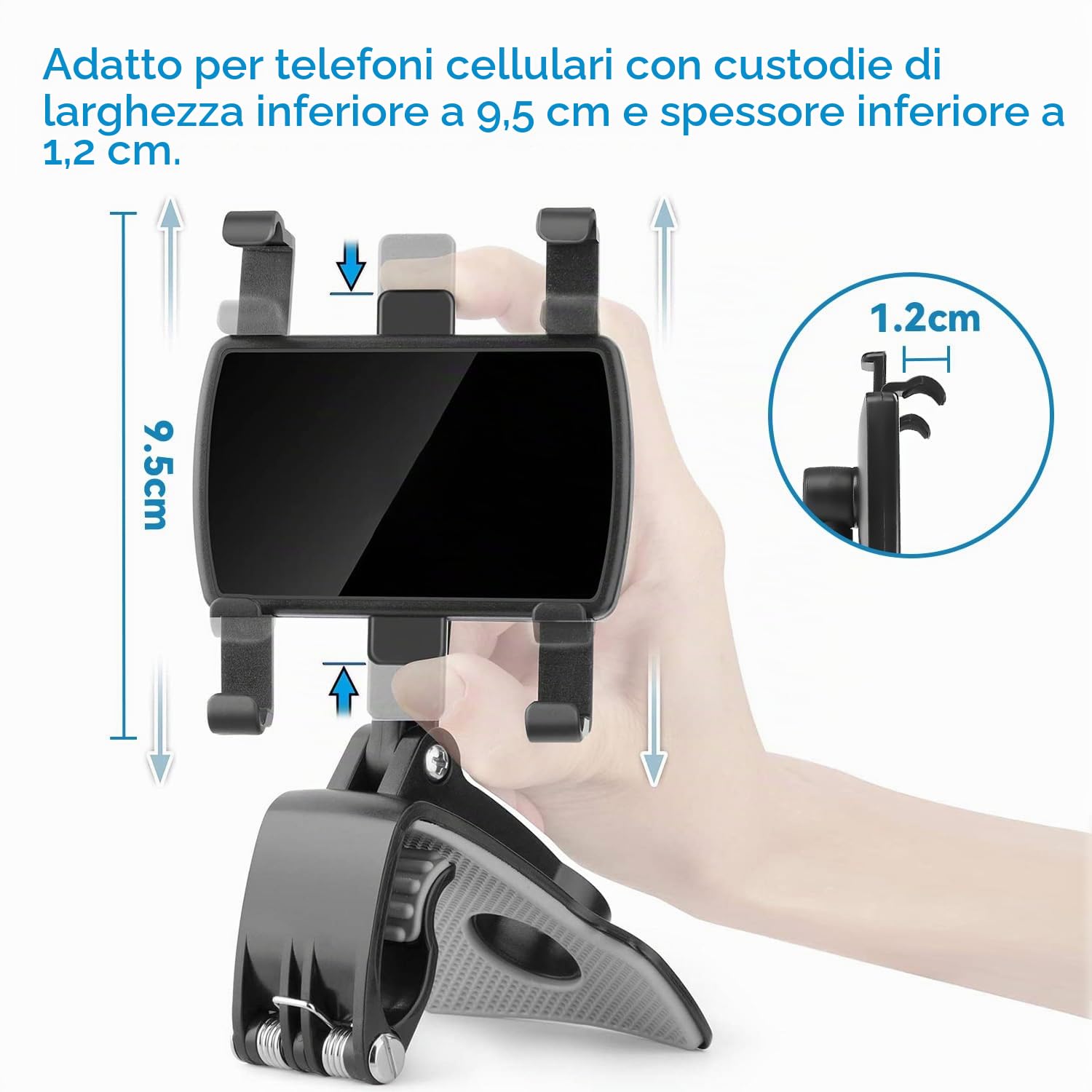 Supporto Telefono Auto, Porta Cellulare Auto 360 Gradi di Rotazione per GPS e smartphone da 4 a 7 pollici