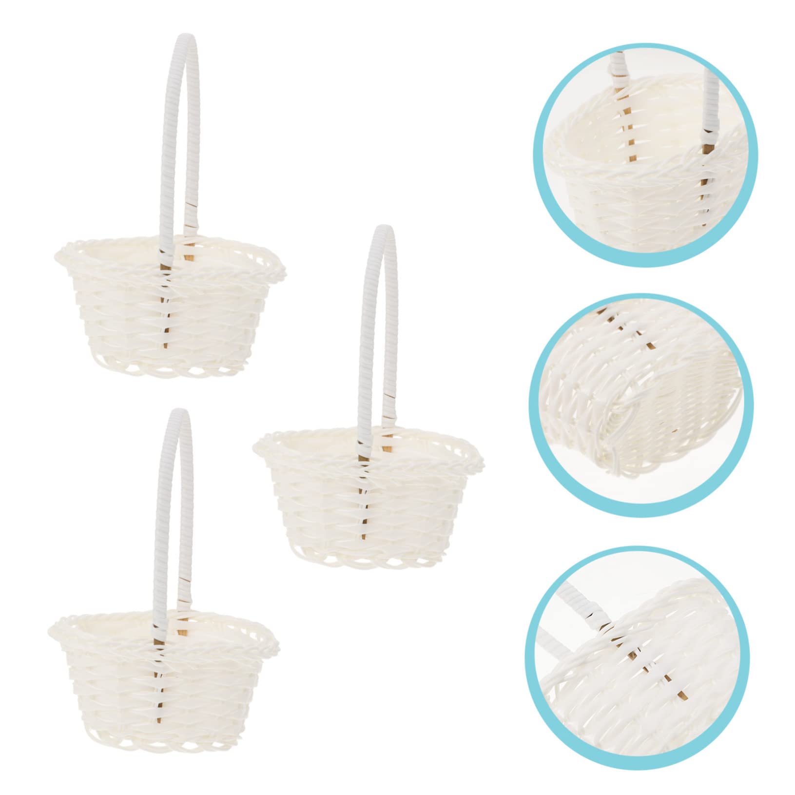 JOINPAYA 3pcs Rattan Flower Baskets for Storage and Decor Elegant Pastoral Style Woven Containers for Flower Arrangements for Living Room Weddings and Party Decorations