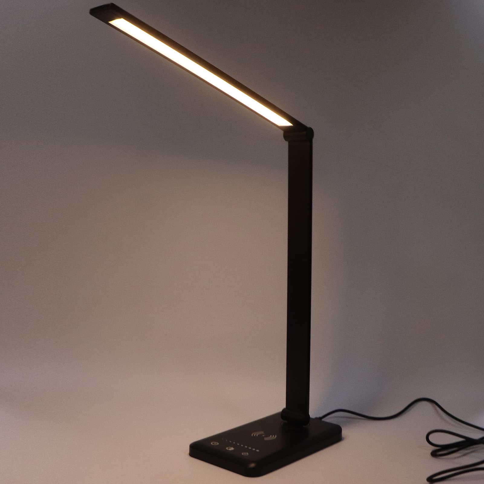 Lampa biurkowa LED YUMILI sterowanie dotykowe regulowany czas 5 biegów 50 sztuk chipy świetlne składana lampa biurkowa z bezprzewodowym ładowaniem