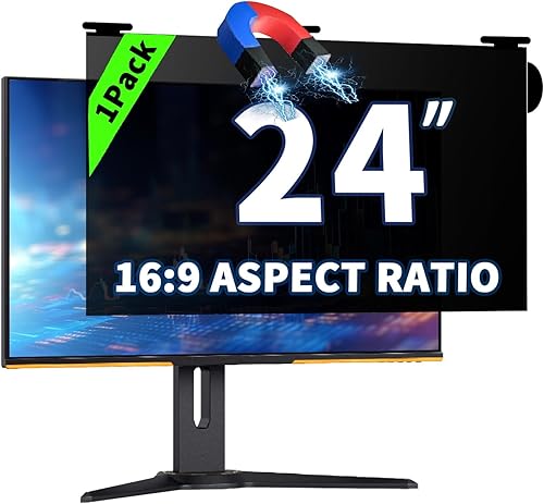 Miniatura 24 de Paquete de 2 pantallas magnéticas colgantes de privacidad para computadora de 27 pulgadas para monitor de pantalla ancha de 16:9, pantalla de