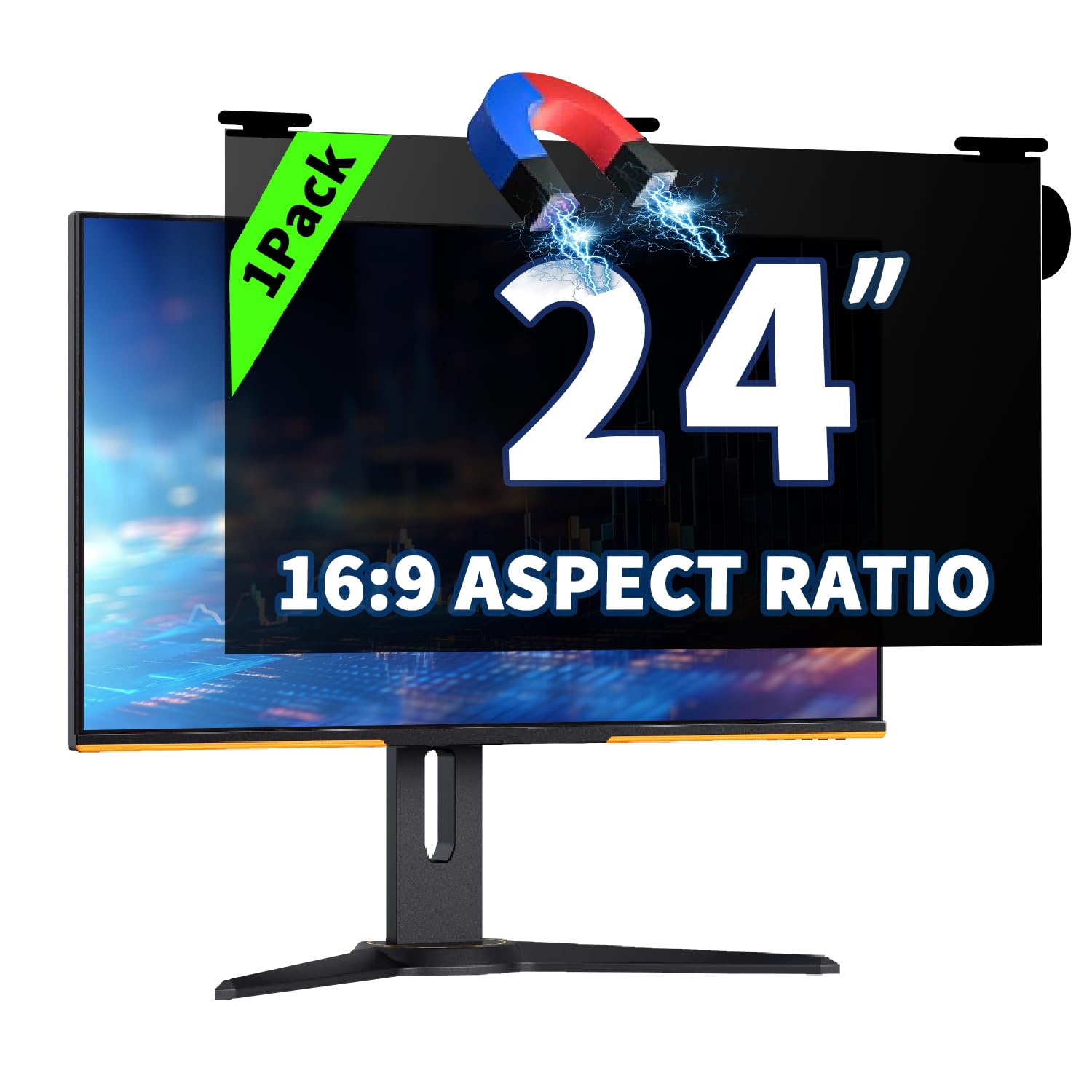 Magnetic Hanging Computer Privacy Screen for 24'' 16:9 Widescreen Monitor