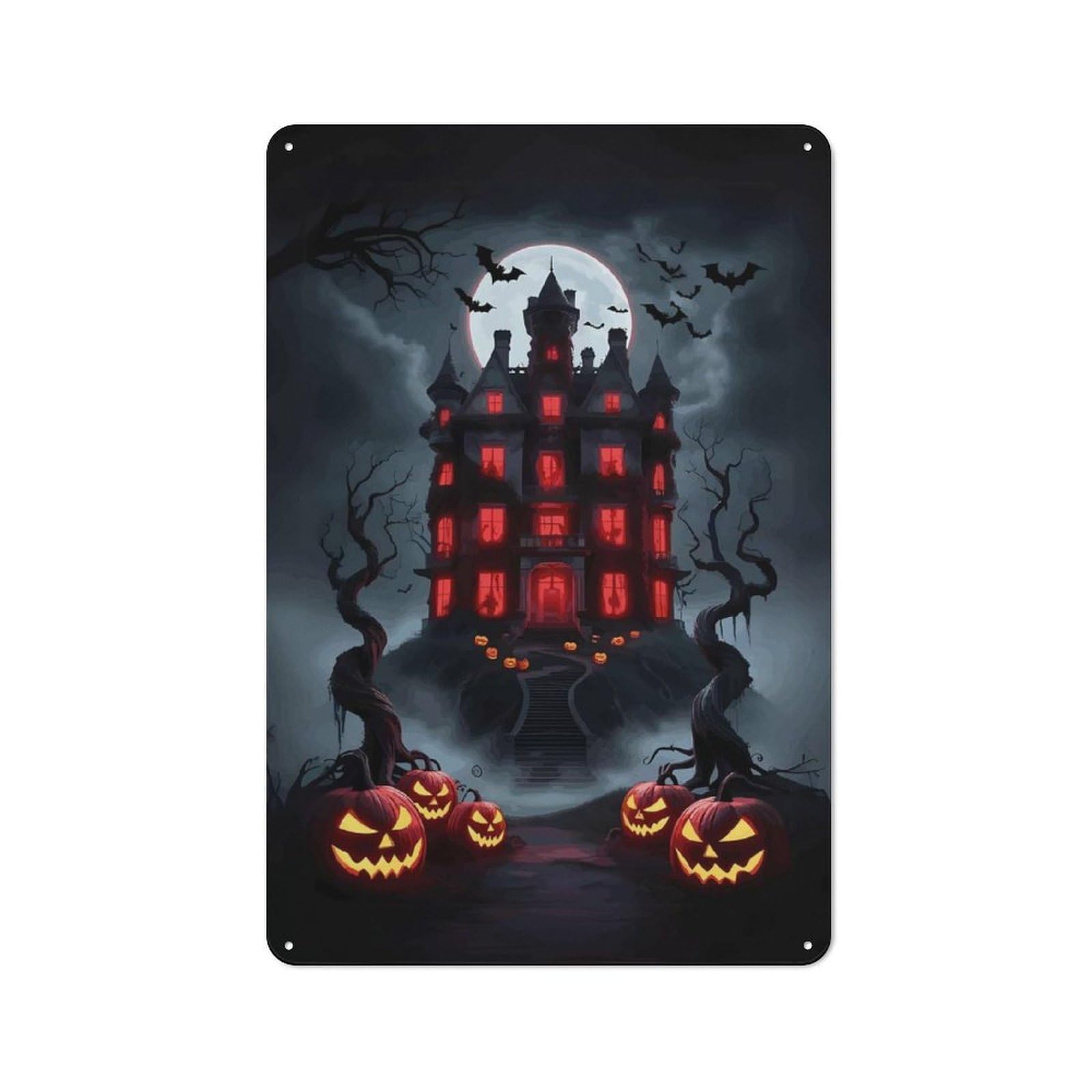 Junmoney Haunted Mansion Halloween Metal Sign 30X20cm With For Workshop Wall, Vintage Decor, A Decorative Christmas Gift For Metal Sign Collectors