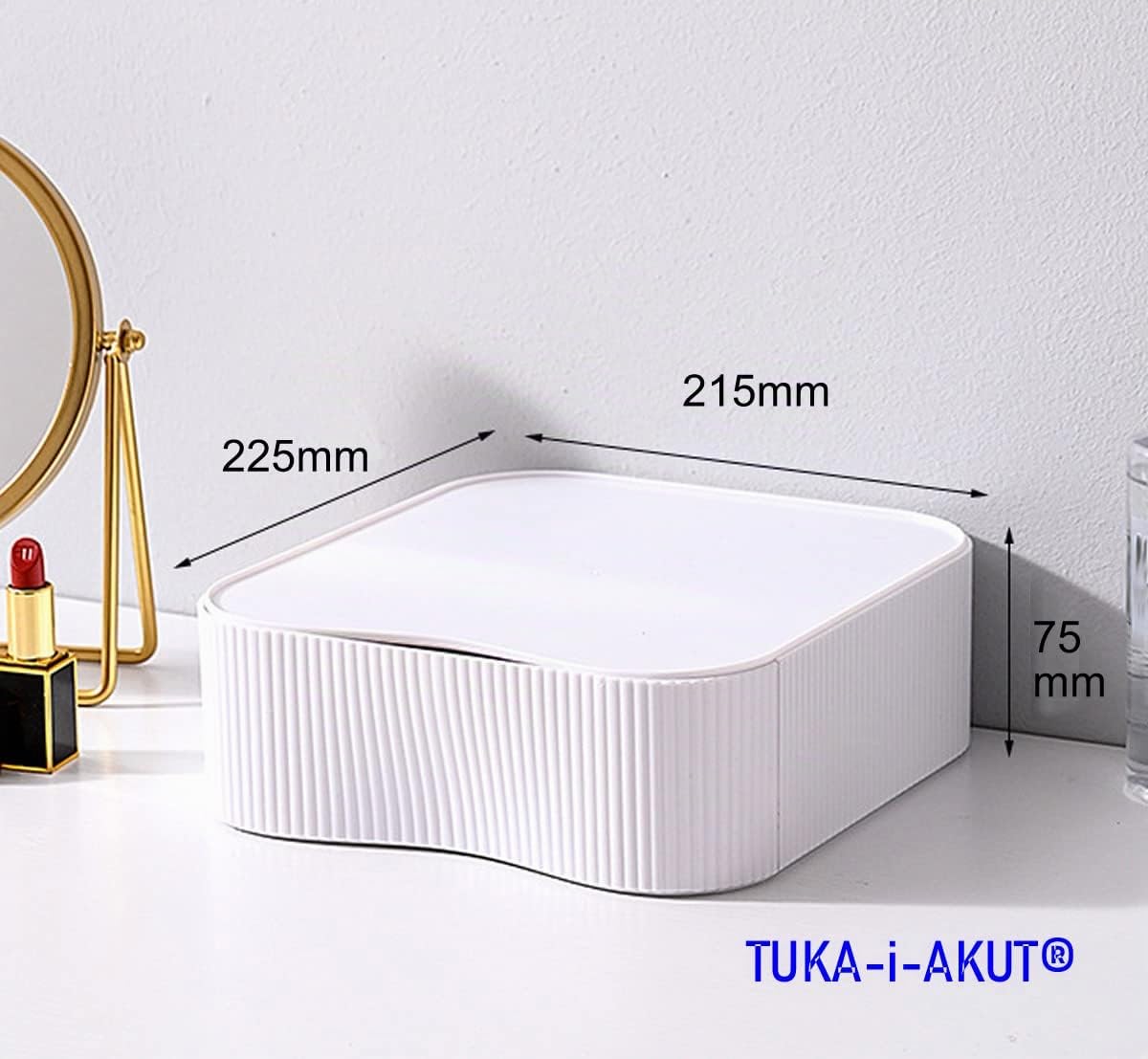 TUKA-i-AKUT Organizzatore Impilabile Cassettiera Scatola Portaoggetti da Tavolo, Portautensili Combinabile Flessibile Portautensili, da Scrivania, per Trucchi, Cosmetici, 23x22x8 cm TKD8610 Bianca