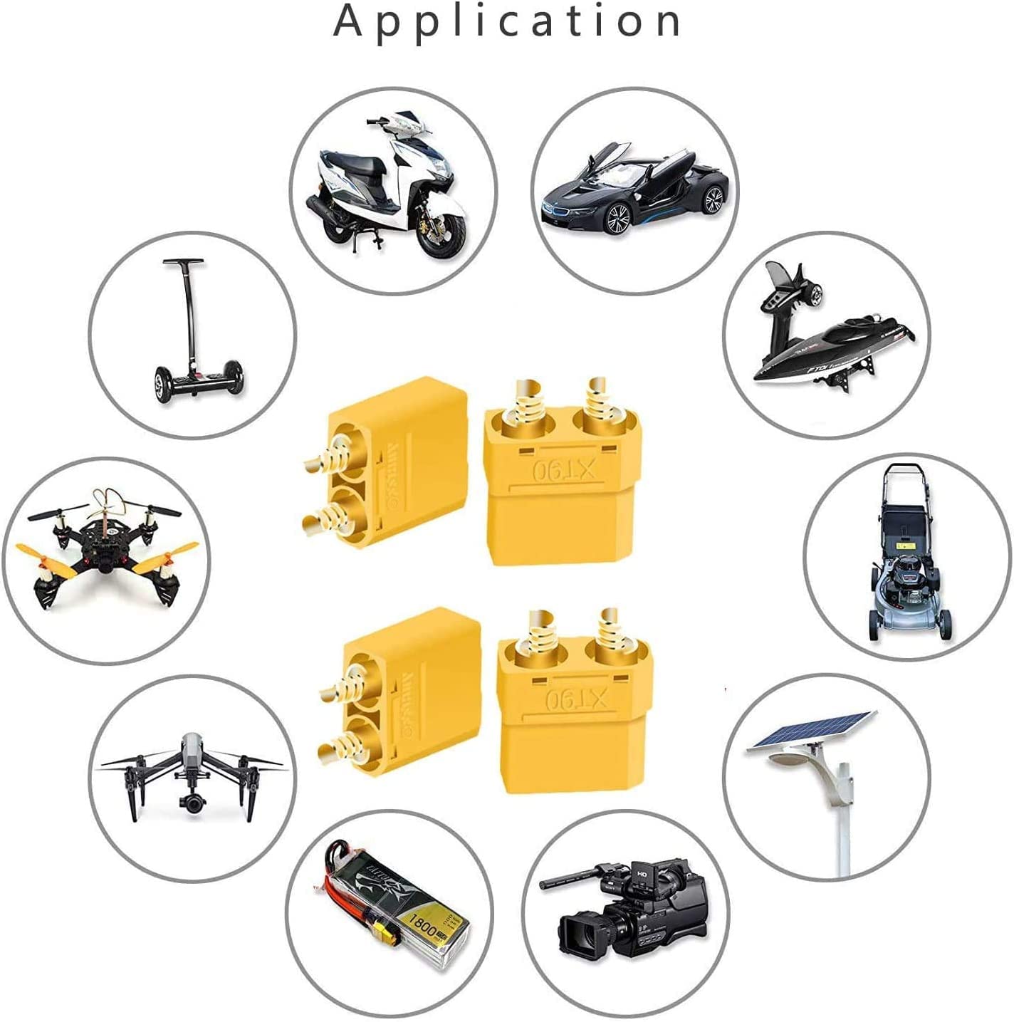 RUNCCI-YUN 20 sztuk 10 par wtyczek XT90, złącze XT90 męskie, żeńskie, XT90H, wtyki do baterii RC Lipo Helicopter Quadcopter (10 sztuk wtyków XT60H + 10 sztuk gniazd XT60H) etui izolacyjne