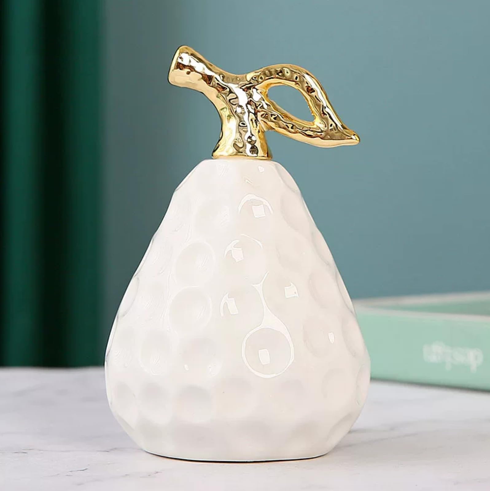 DECRZPB Ceramic Ornament White pear Handcrafted Sculpture Arts Home Decor Office Wedding Gift