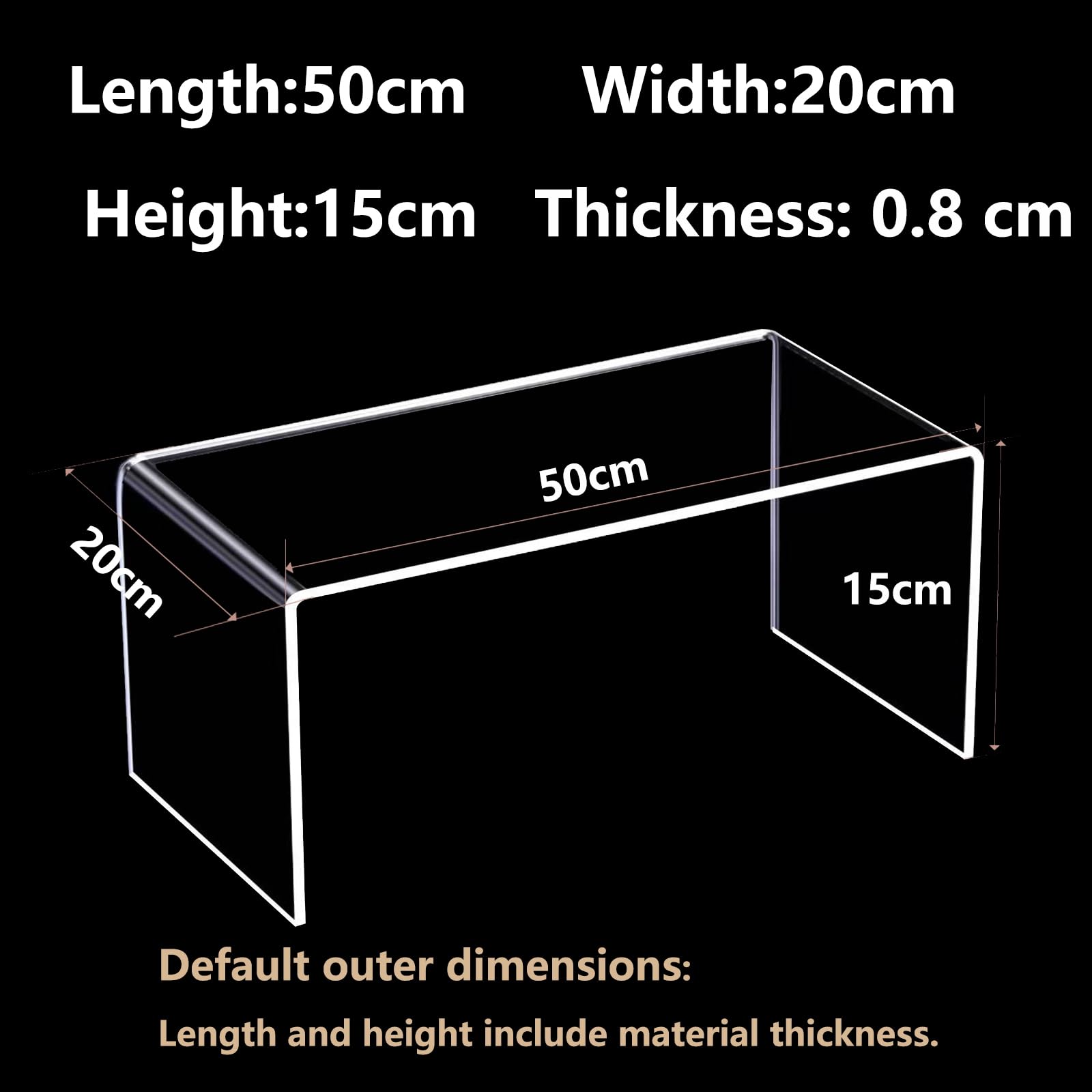 Étagère Organisateur en Acrylique Transparent Épaisseur 8 mm Forme U Présentoir de Comptoir pour Rangement Bureau Maison Commerce et Usage Professionnel,50cm*20cm*15cm