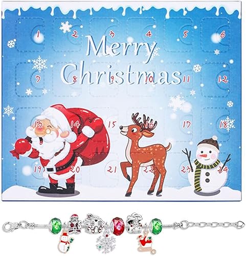 Miniatura 2 de Countdown Day - Caja de pulsera para niños de Papá Noel, juego de bricolaje con la llegada de las vacaciones, caja de regalo, calendario de pared de