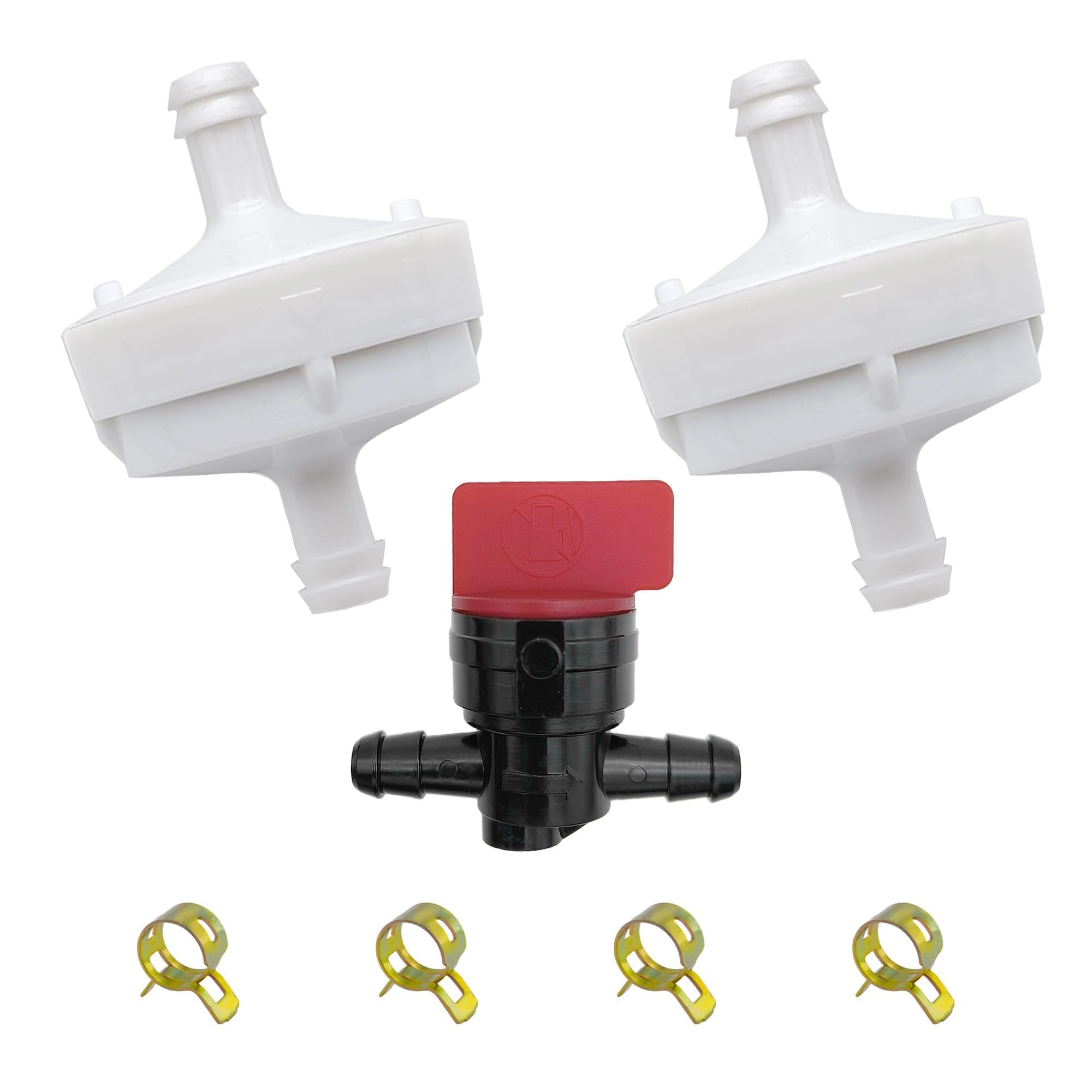 Strongthium 1/4" ID Inline Lawnmower Petrol Fuel Filter & Shut-Off Valve Kit Compatible with Briggs Stratton Mountfield Hayter Lawn Mowers Replaces 394358S 698183 (6mm)