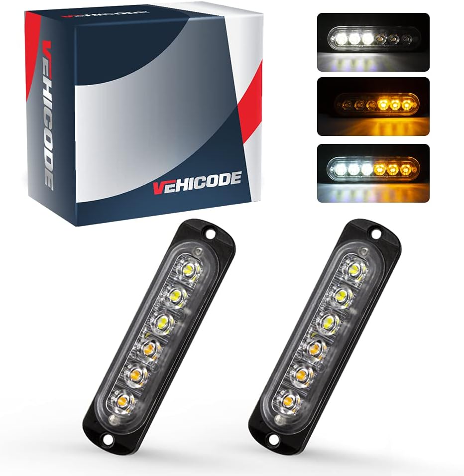OPL5 2Pcs LED Strobe Lights 6 LED Surface Mount Light Bars
