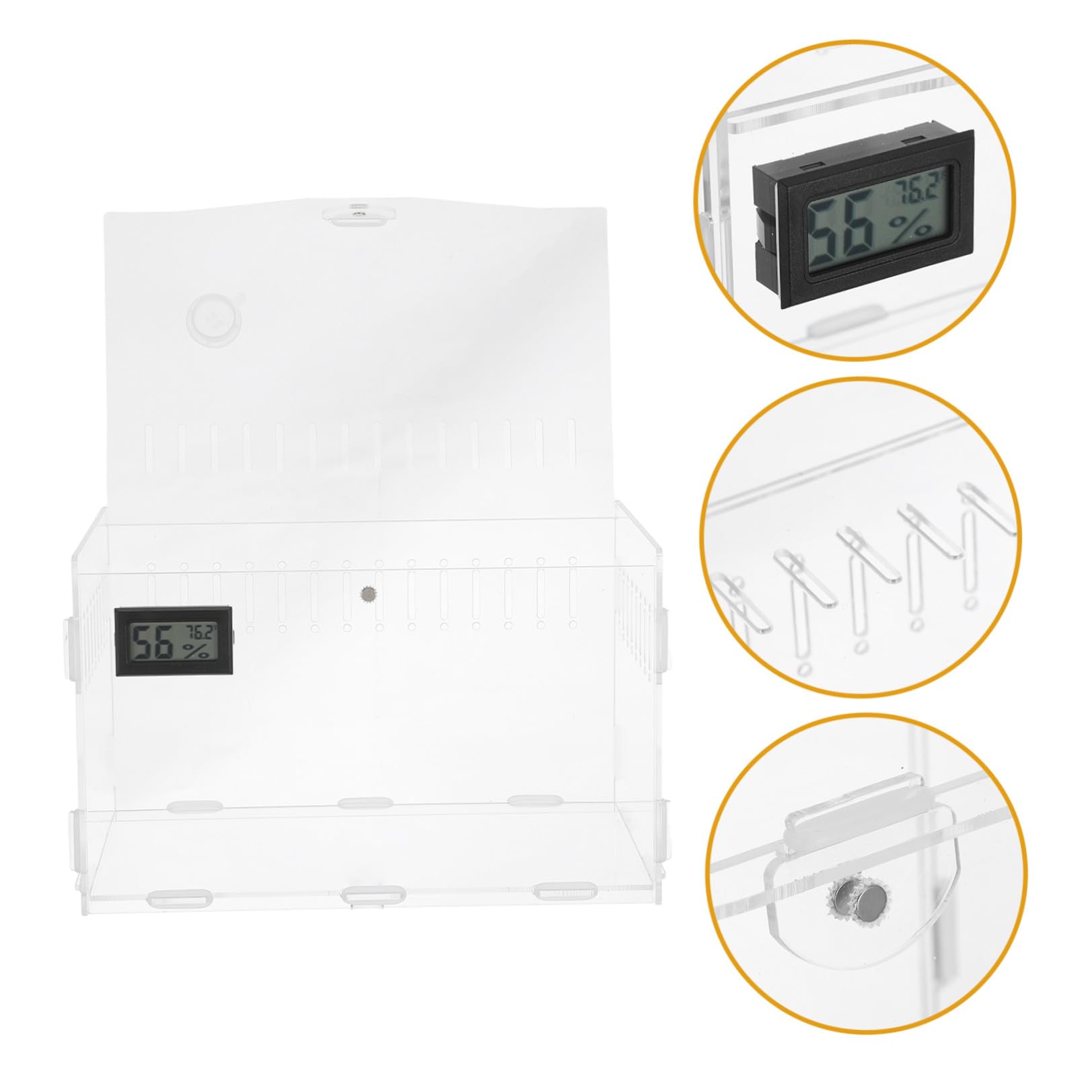 Generico Terrario per Monitoraggio Termometro per Igrometro in di e Acrilico 360° Trasparente con in, Ventilazione e Base Rimovibile Rettili per Allevatori